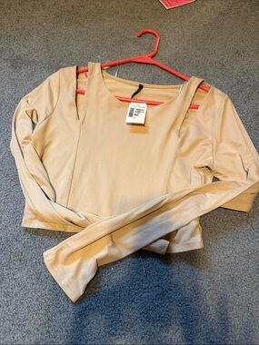 Love Culture Beige Long-Sleeve Crop Top